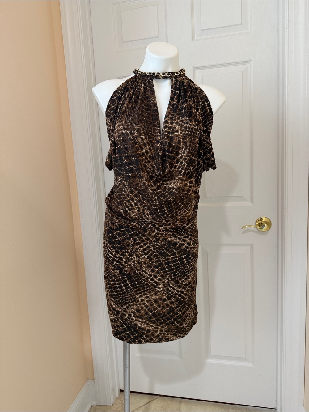Andrew Charles Brown Multi Croc Print Dress